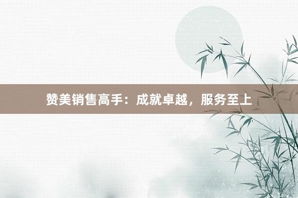 赞美销售高手：成就卓越，服务至上